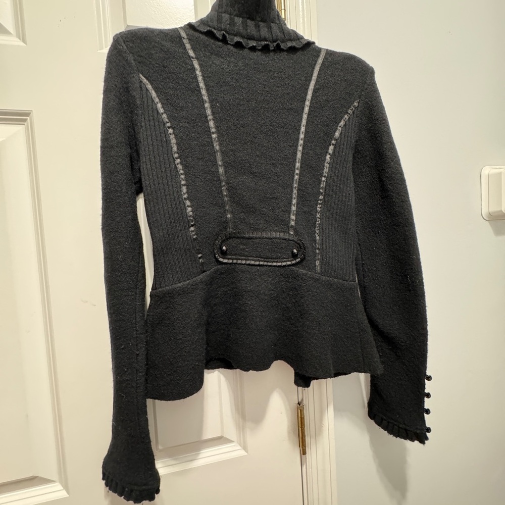 White House Black Market size small black wool sweater cardigan jacket - Picture 3 of 7